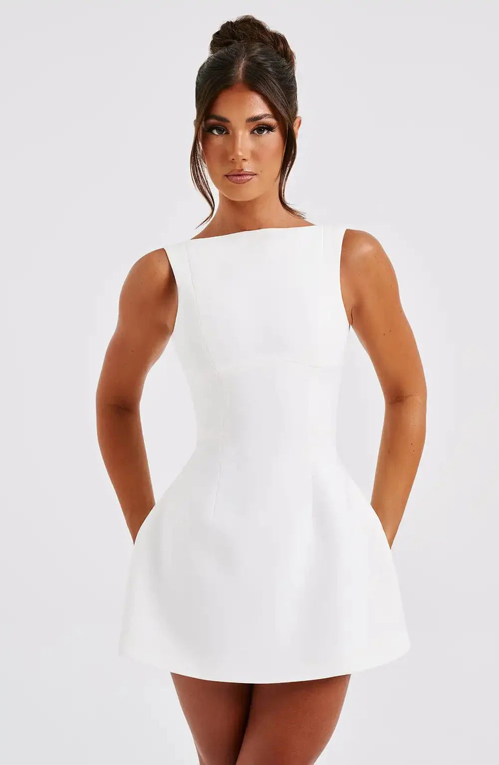 Kiara Dress | A-Line Boat Neck Mini