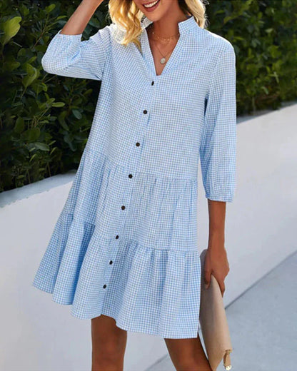 Kiera Dress | V-neck Dress with Half Sleeves and Ruffles