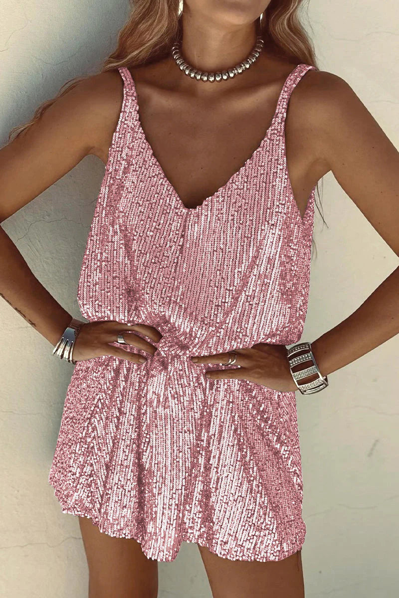 Kristy Dress | Sleeveless Sequins Mini Dress
