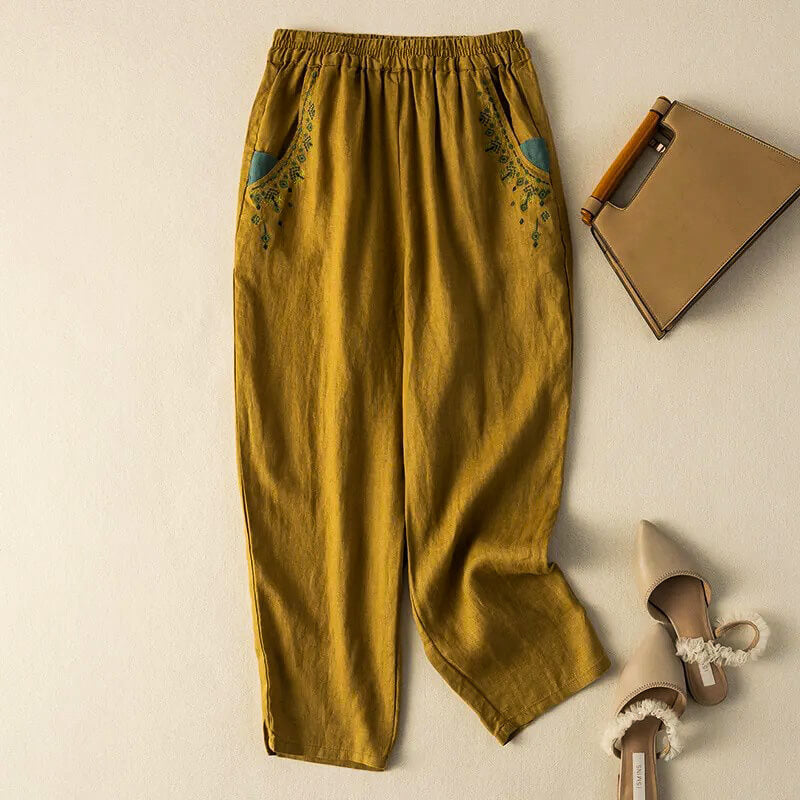 Elisa Relaxed Fit Harem Pants | Embroidered Pockets Harem Pants