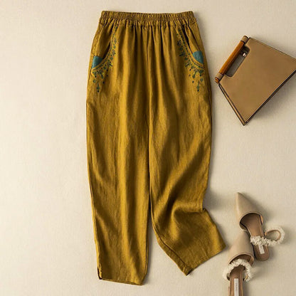 Elisa Relaxed Fit Harem Pants | Embroidered Pockets Harem Pants