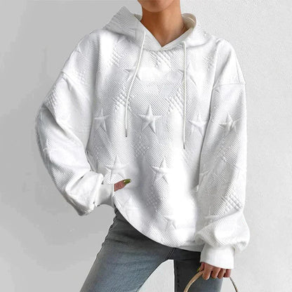 Sienna Oversized Hoodie | Embossed Star Drawstring Hoodie
