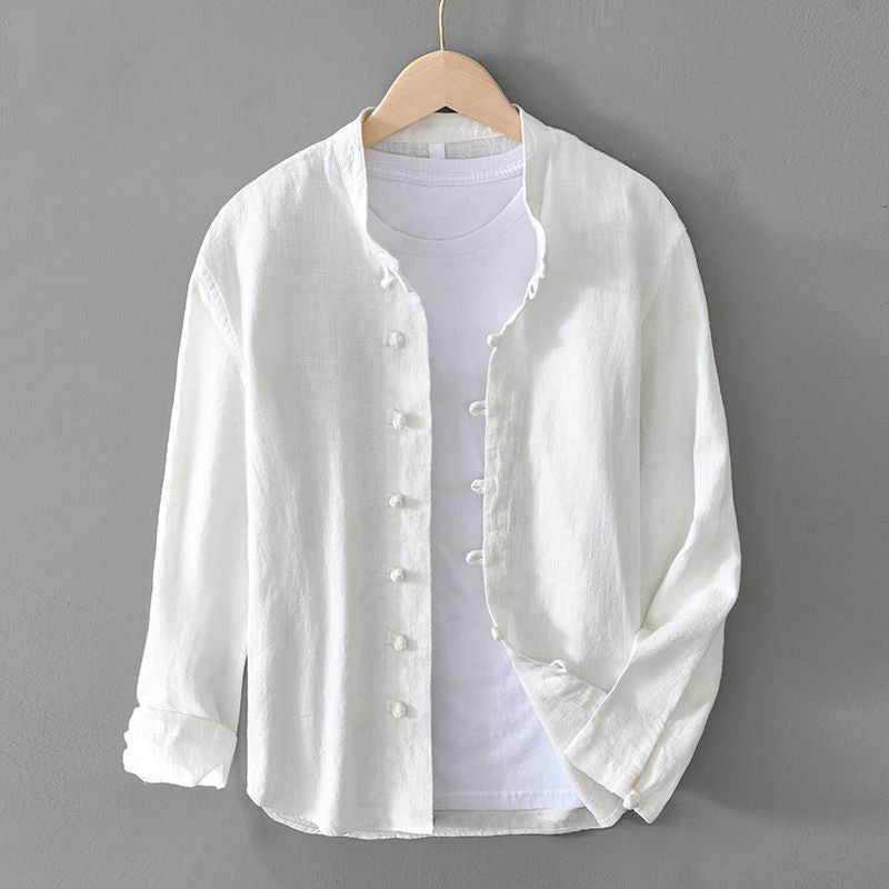 Riccardo Relaxed Fit Mandarin Collar Shirt | Long Sleeve Casual Shirt
