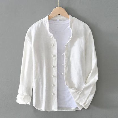 Riccardo Relaxed Fit Mandarin Collar Shirt | Long Sleeve Casual Shirt