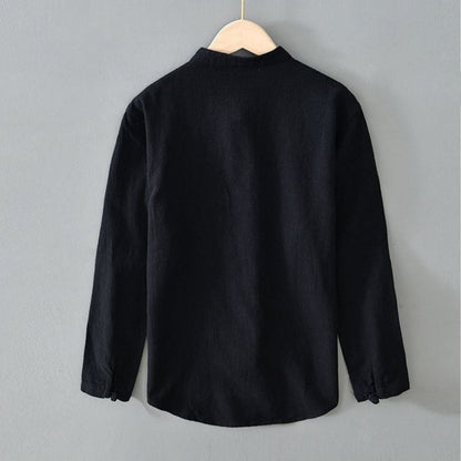 Riccardo Relaxed Fit Mandarin Collar Shirt | Long Sleeve Casual Shirt