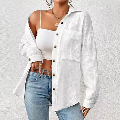 Lacie Blouse | Oversized Cotton Button Down Long Sleeve Blouse
