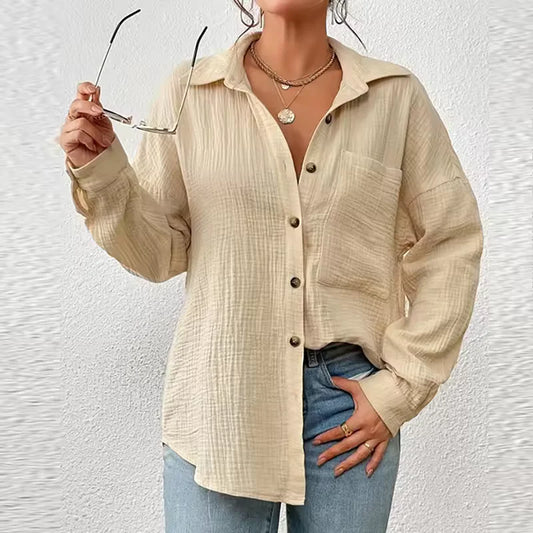 Lacie Blouse | Oversized Cotton Button Down Long Sleeve Blouse