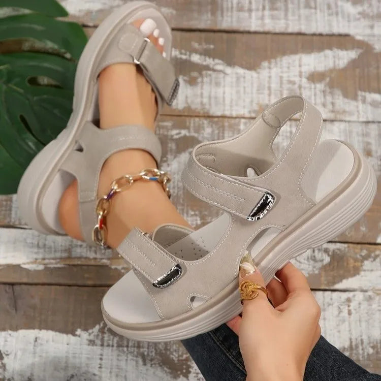 Larissa Sandals | Solid Color Slope Heel Sandals
