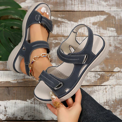 Larissa Sandals | Solid Color Slope Heel Sandals