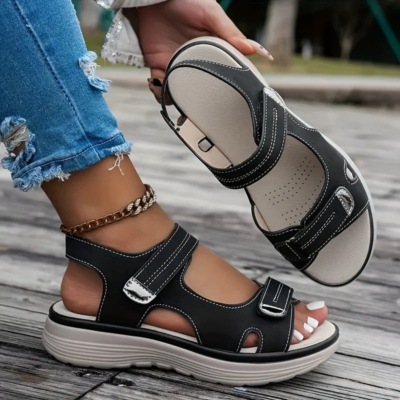 Larissa Sandals | Solid Color Slope Heel Sandals