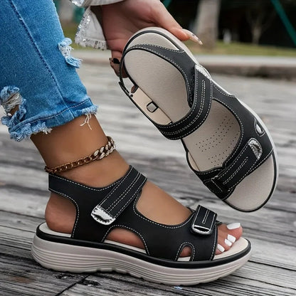 Larissa Sandals | Solid Color Slope Heel Sandals