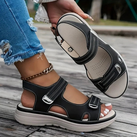 Larissa Sandals | Solid Color Slope Heel Sandals