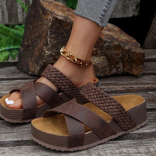 Laya Sandals | Crisscross Slide Sandals