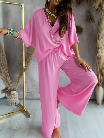 Lennie Set | Solid Color Long Sleeve Top And Pants Set