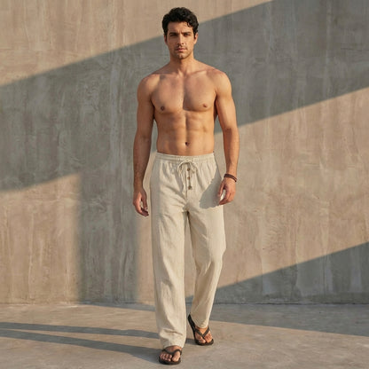 Arthur Relaxed Fit Trousers | Textured Drawstring Waist Trousers