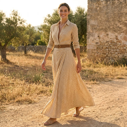 Isla Wrap Maxi Dress | Collared V-Neck Belted Maxi Dress