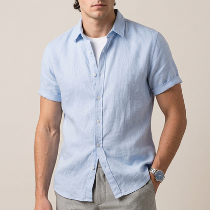 Arthur Relaxed Button-Front Shirt | Collared Cuffed Sleeve Shirt