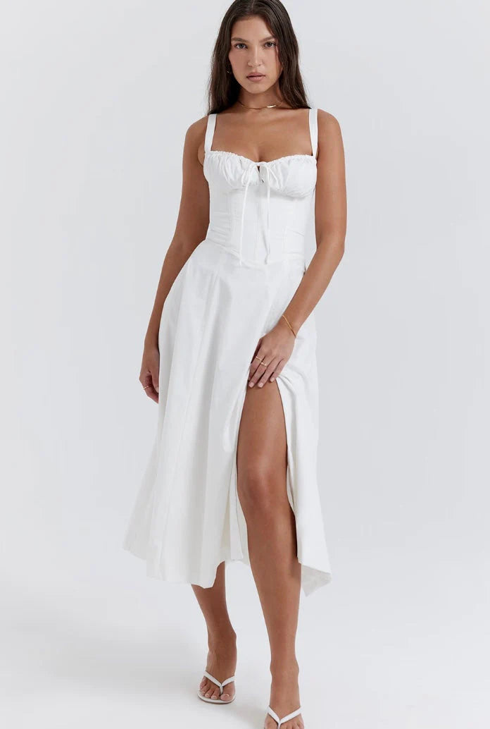 Lily Dress | Fitted Corset Top Midi Dress