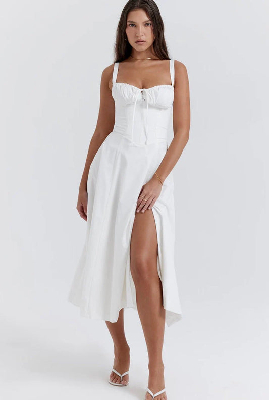 Lily Dress | Fitted Corset Top Midi Dress