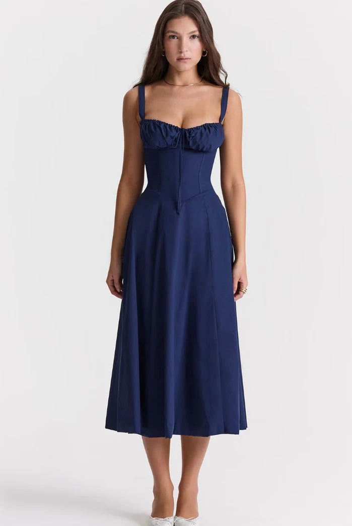 Lily Dress | Fitted Corset Top Midi Dress