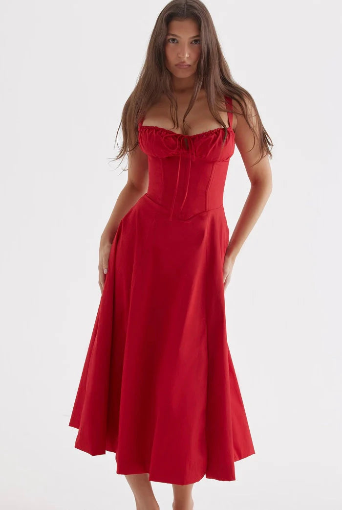 Lily Dress | Fitted Corset Top Midi Dress