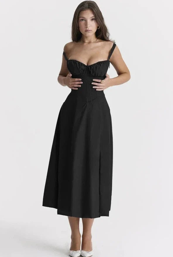 Lily Dress | Fitted Corset Top Midi Dress
