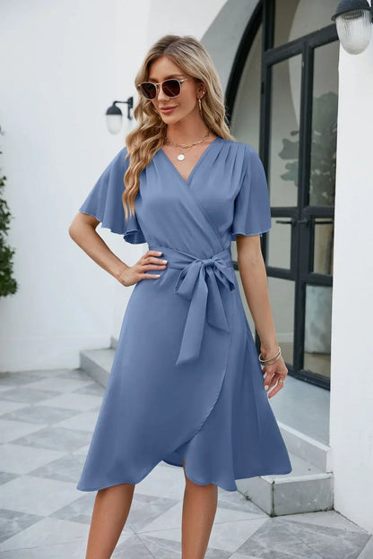 Lilya Dress | Women's Wrap Dress with Bow Detail