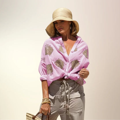 Lina Shirt | Embroidered Button-Up Shirt