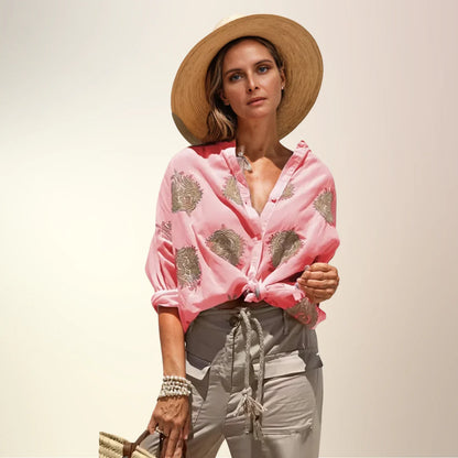 Lina Shirt | Embroidered Button-Up Shirt