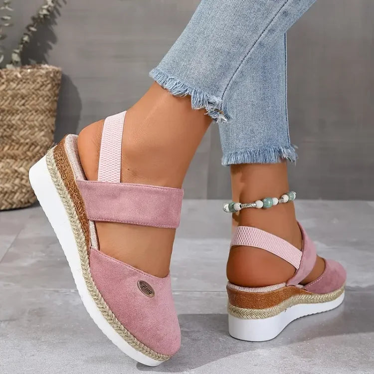 Lorie Sandals | Platform Closed Toe Sandals With Elastic Strap