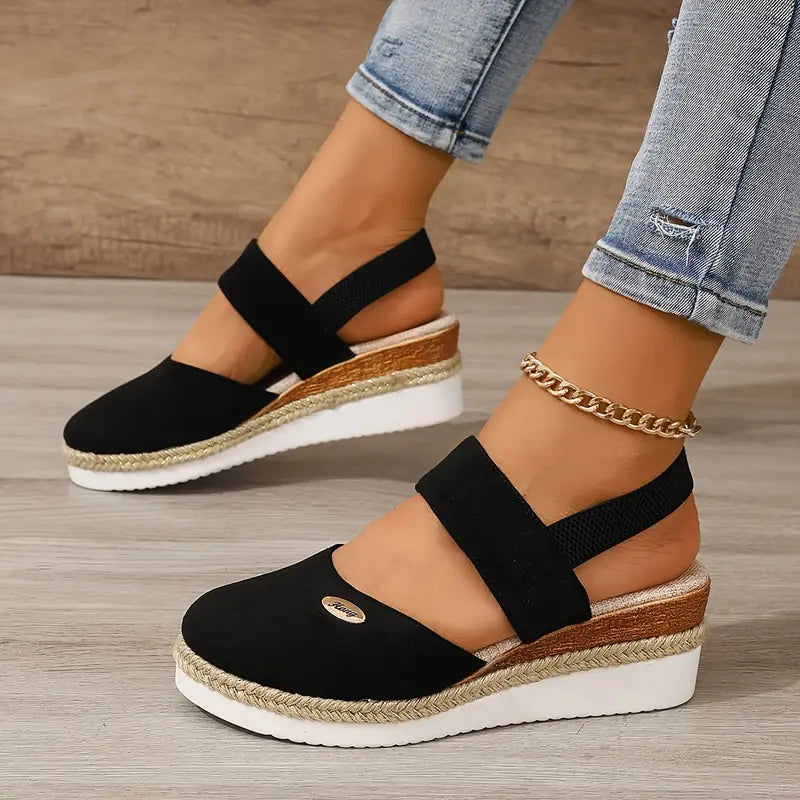 Lorie Sandals | Platform Closed Toe Sandals With Elastic Strap