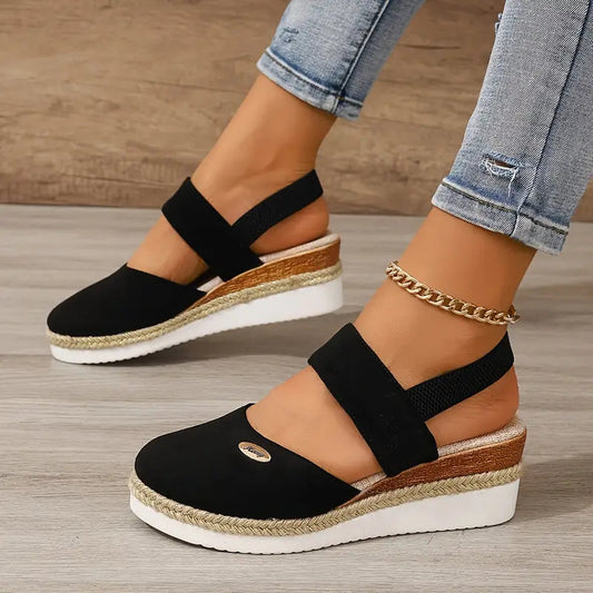 Lorie Sandals | Platform Closed Toe Sandals With Elastic Strap