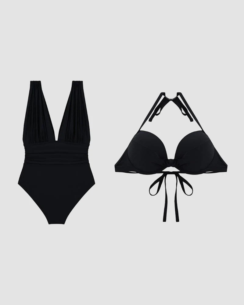 Lottie Deep Plunge Ruched Swimsuit