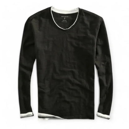 Jack Classic Fit Long Sleeve Shirt | V-Neck Contrasting Trim Shirt