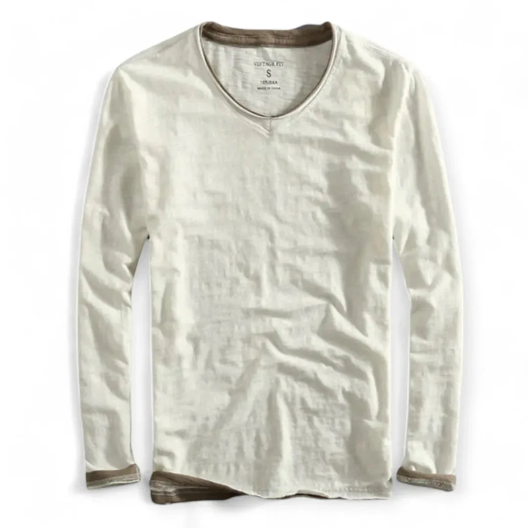 Jack Classic Fit Long Sleeve Shirt | V-Neck Contrasting Trim Shirt