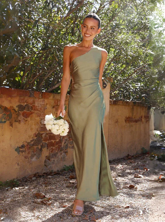 Lucy Elegant Satin One Shoulder Evening Dress