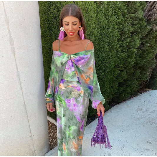 Lyndsey Dress | Open Back Maxi Dress With Detachable Scarf