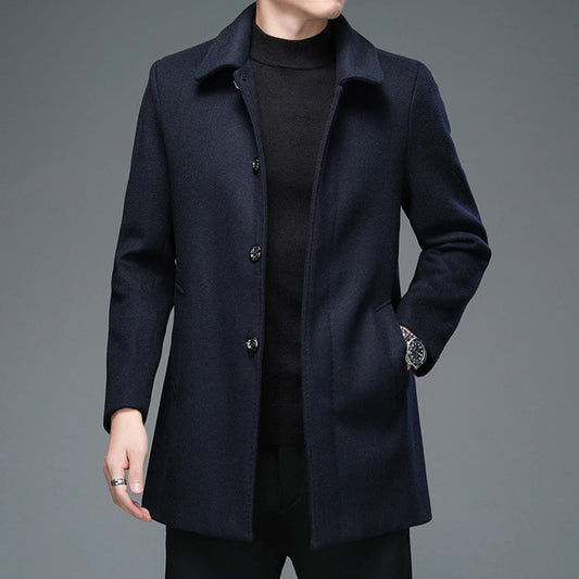 Arthur Mid-Length Coat | Collared Single-Breasted Coat