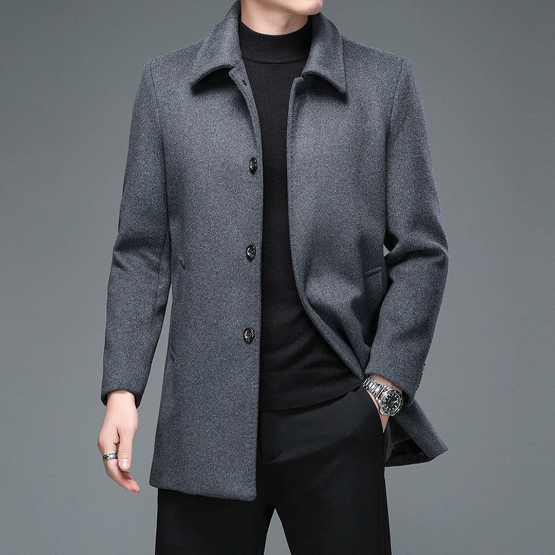 Arthur Mid-Length Coat | Collared Single-Breasted Coat