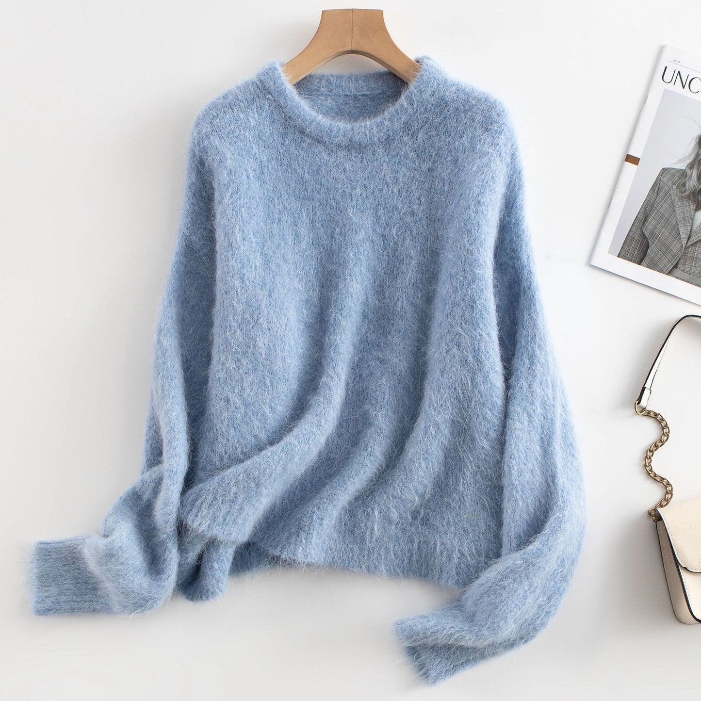 Isla Relaxed Fit Ribbed Sweater | Crewneck Long Sleeve Sweater
