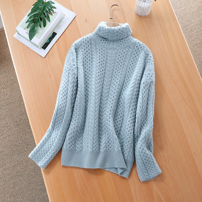 Bianca Cable Knit Relaxed Fit Turtleneck Sweater | Ribbed Long Sleeve Sweater