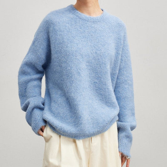 Isla Relaxed Fit Ribbed Sweater | Crewneck Long Sleeve Sweater