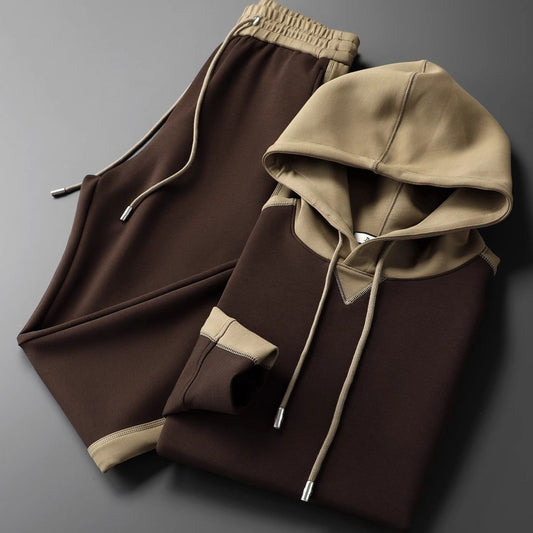 Arthur Relaxed Fit Hoodie And Joggers Two-Piece Set | Drawstring Hood Contrast Panels Tracksuit