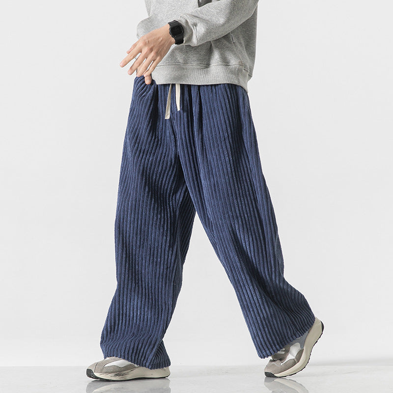 Arthur Ribbed Relaxed Fit Pants | Drawstring Waist Casual Pants