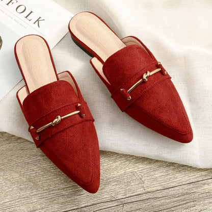 Flora Pointed-Toe Studded Mule Flats | Casual Mule Flats