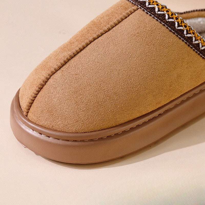 Amelia Slip-On Slippers | Embroidered Trim Cushioned Sole Slippers