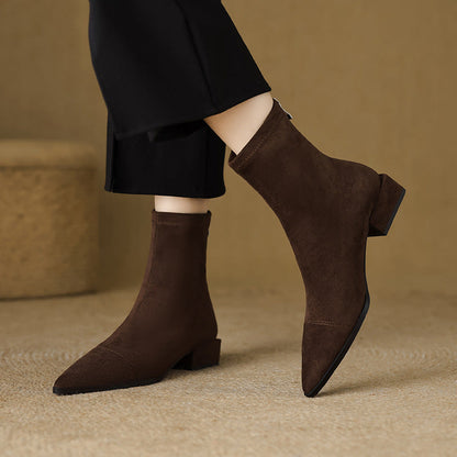 Isla Fitted Ankle Boots | Pointed Toe Block Heel Ankle Boots