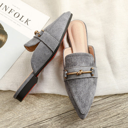 Flora Pointed-Toe Studded Mule Flats | Casual Mule Flats