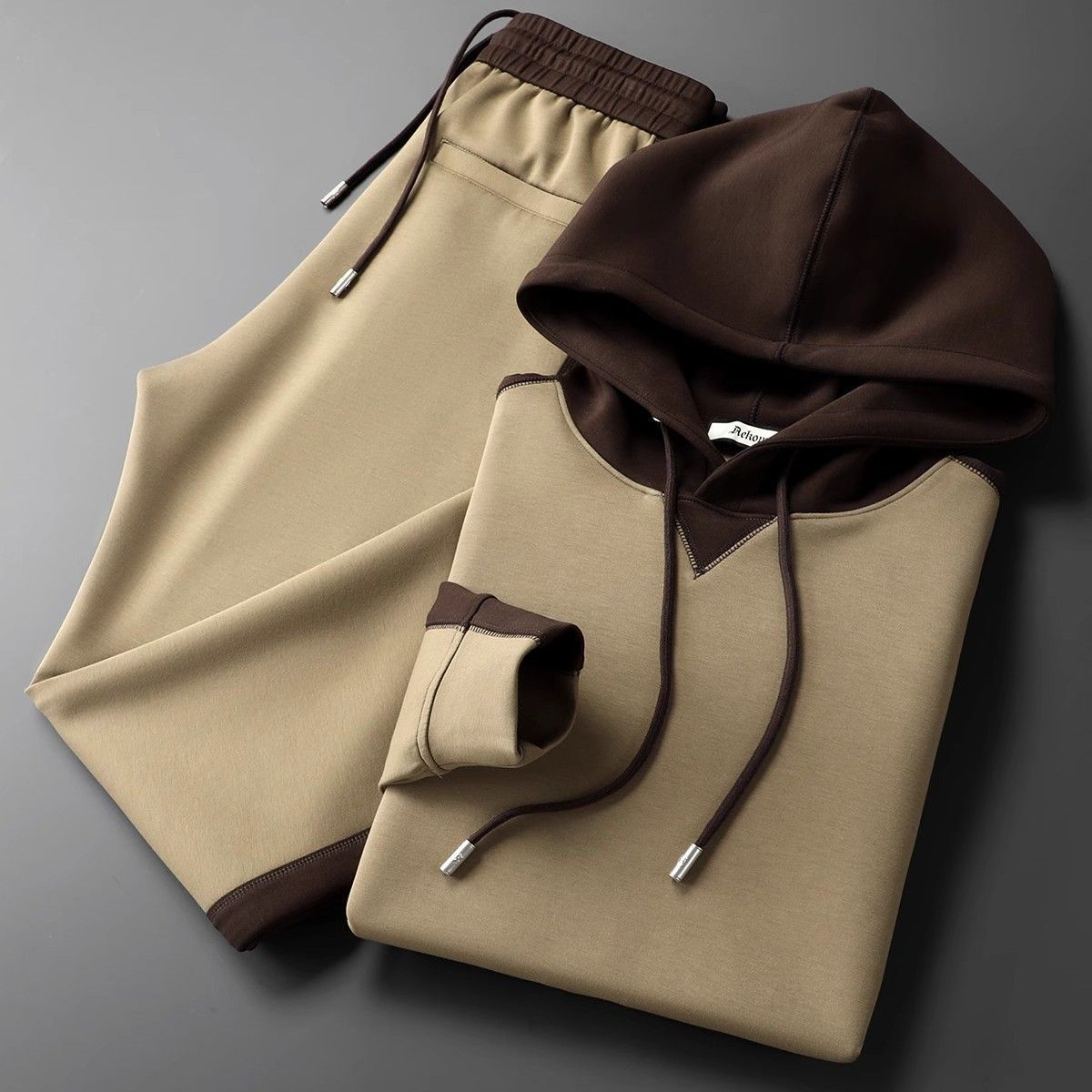 Arthur Relaxed Fit Hoodie And Joggers Two-Piece Set | Drawstring Hood Contrast Panels Tracksuit