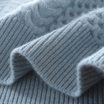Bianca Cable Knit Relaxed Fit Turtleneck Sweater | Ribbed Long Sleeve Sweater